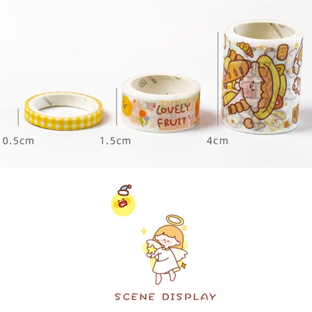 Hộp 5 Cuộn Băng Keo Giấy Trang Trí Sổ Lưu Niệm Đẹp Mắt