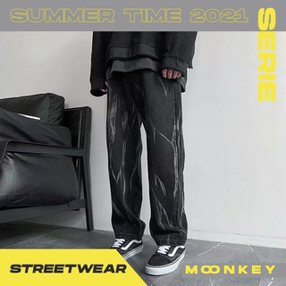 Quần Jean Loang Ống Rộng Nam/Nữ Streetwear 2021