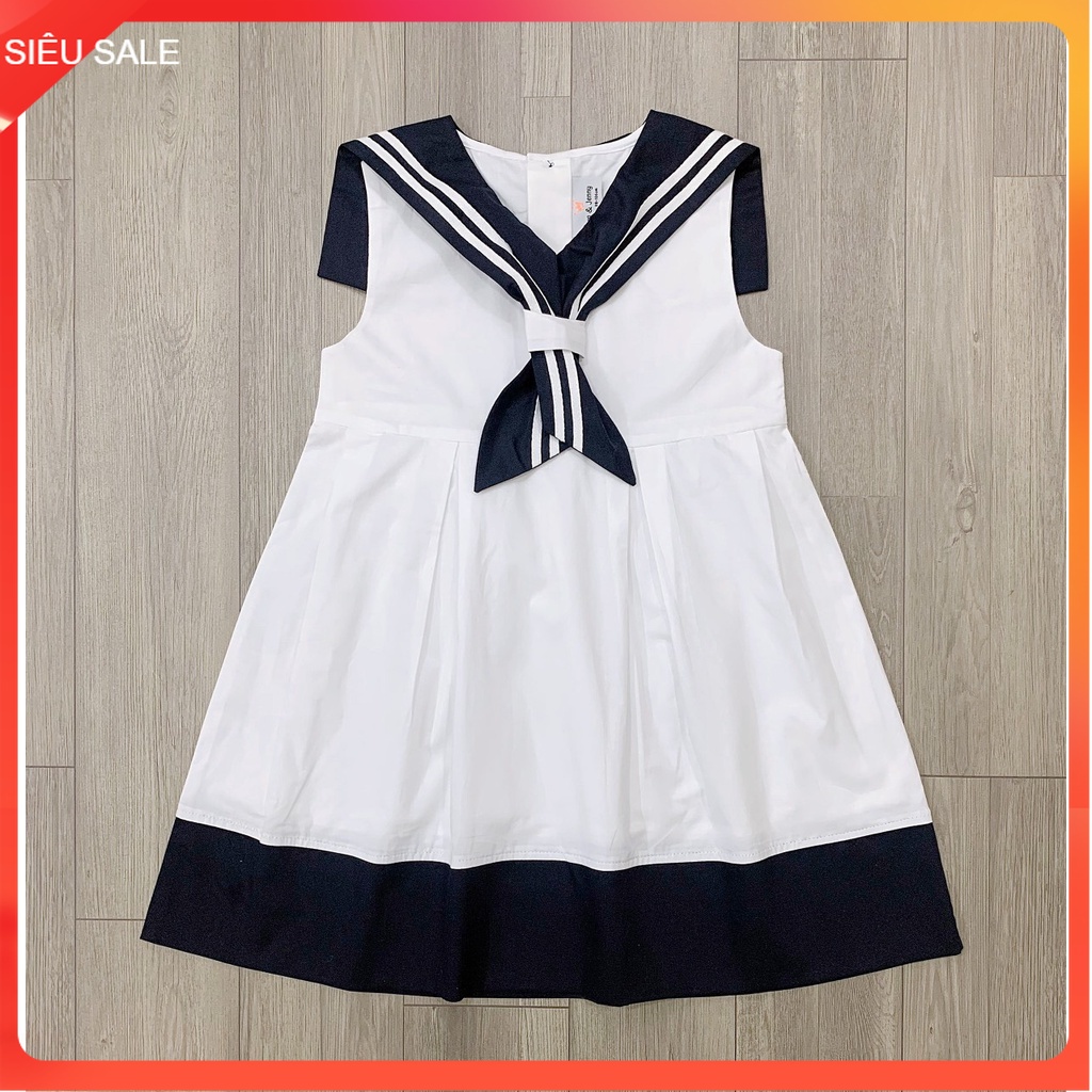 Đầm thủy thủ bé gái 3-12 tuổi sát nách Jam & Jenny, Váy hè cho bé chất cotton poplin siêu xịn sò thoáng mát