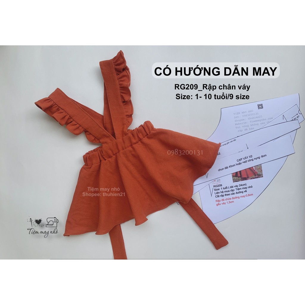 RG209_CÓ HƯỚNG DẪN MAY_rập giấy may chân váy cho bé