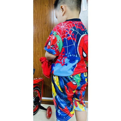 Combo 3 bộ, Quần áo HÓA TRANG Siêu nhân anh hùng in 3d có tay - không kèm mặt nạ size 20-25kg