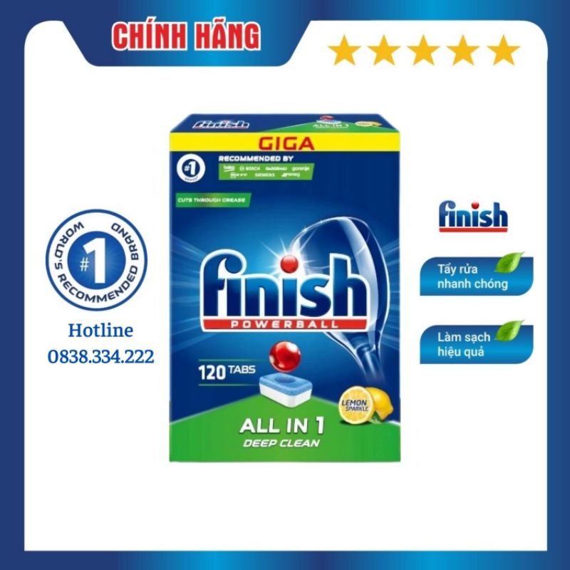 [HCM] Viên rửa chén bát Finish All in one 120 viên Nhập Khẩu Chính hãng