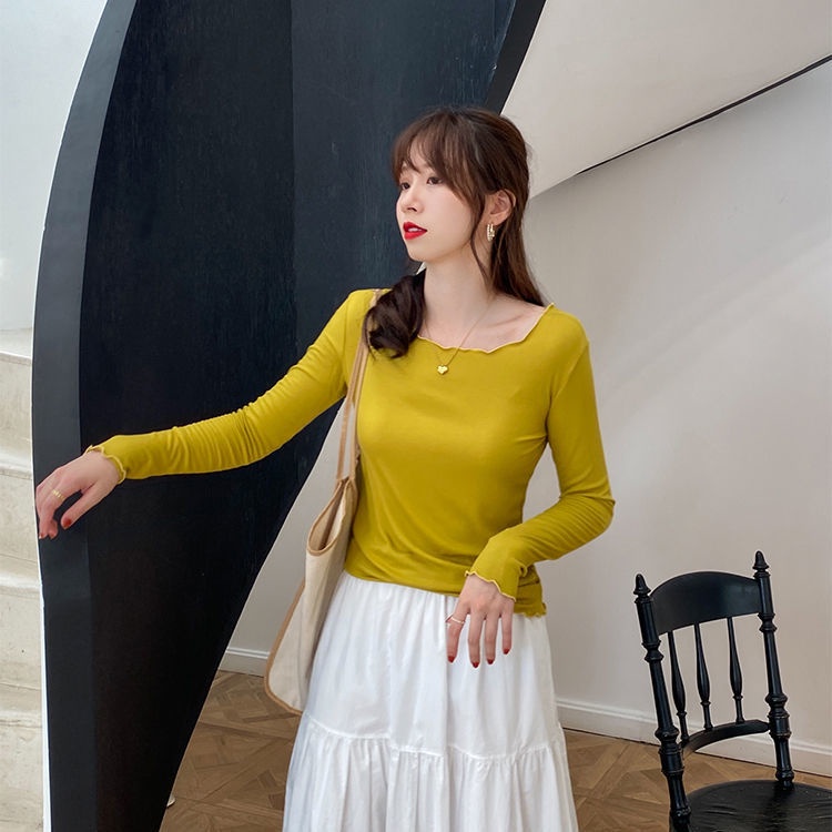 Áo thun BH tay dài màu trơn thiết kế đơn giản thời trang cho nữ