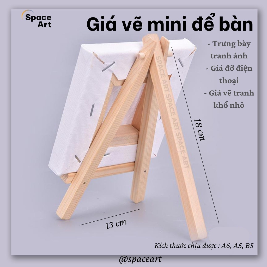 Giá vẽ mini để bàn, giá đỡ tranh ảnh cơ bản bằng gỗ để được nhiều kích thước