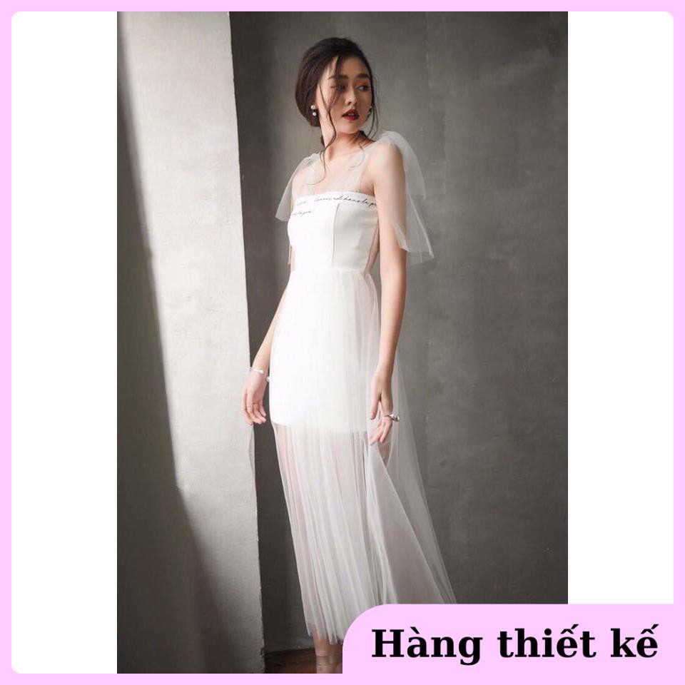 ( Hàng cao cấp ) Đầm dự tiệc đi đám cưới, váy ôm body phối voan lưới thời thượng Vanessa Dress kèm ảnh thật Đẹp *