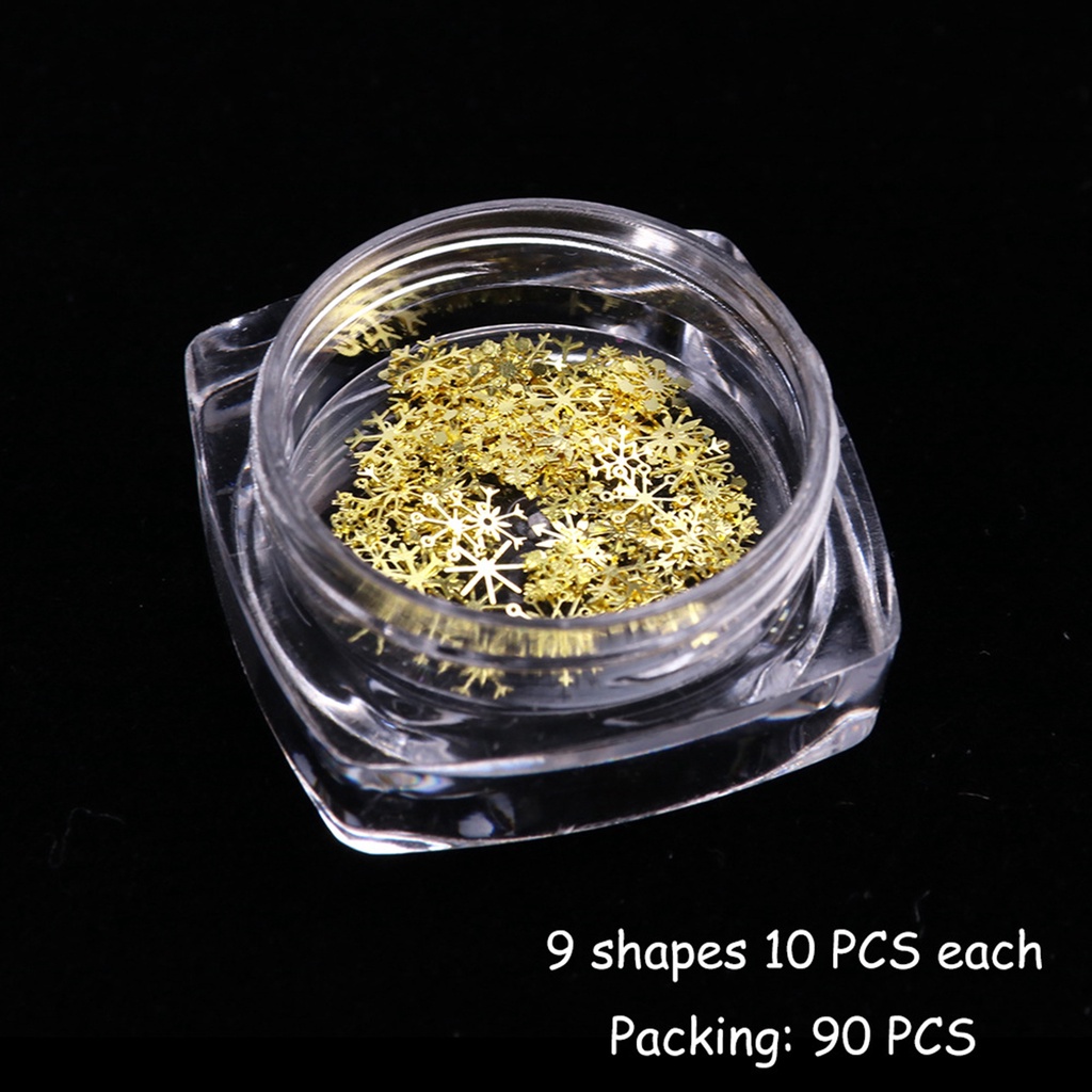 Set 90 Hạt Kim Sa Hình Bông Tuyết Nhiều Màu Sắc Trang Trí Móng Nghệ Thuật DIY