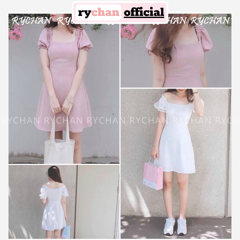 Đầm Xòe Basic Mang Được 2 Kiểu Nhún Sau Tay Phồng - DX606
