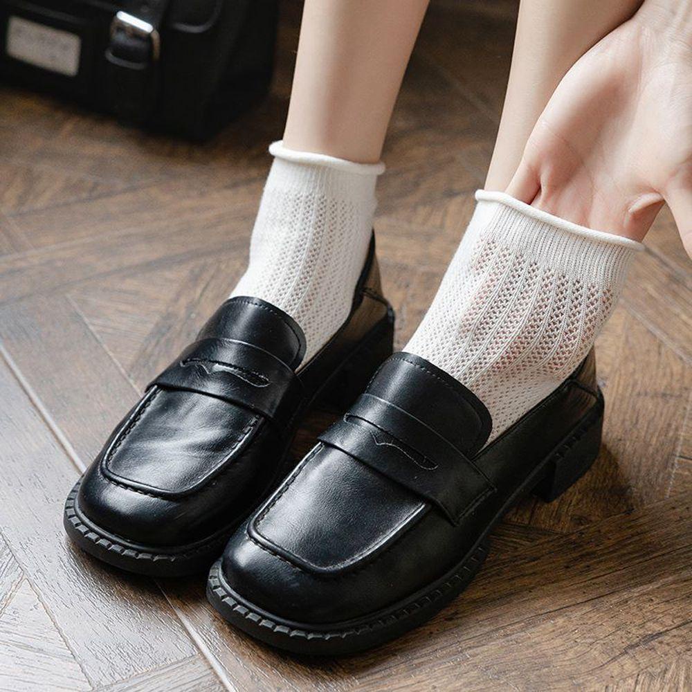 Đôi Vớ Thoáng Khí Màu Trơn Phong Cách Nhật Bản Thời Trang Cho Nữ