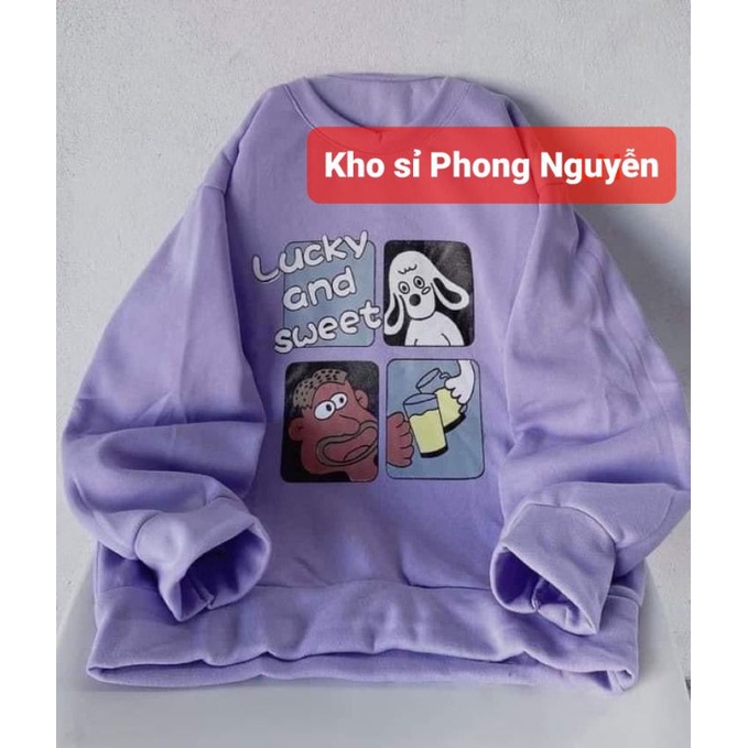 Áo nỉ Cún Lucky siêu yêu cổ tròn tay bồng.hangtotgiare98
