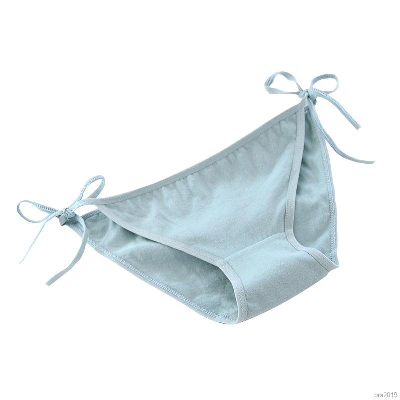 Women Lace-up Panties Cotton Low Waist Thong Solid Color Series Girl G-string Briefs | BigBuy360 - bigbuy360.vn