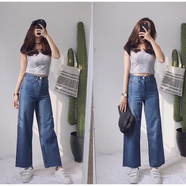 Quần jeans suông đậm