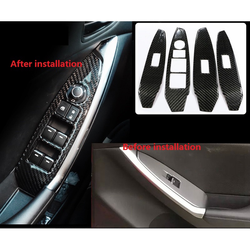 Ốp Viền Nút Điều Khiển Cửa Sổ Xe Hơi Họa Tiết Sợi Carbon Trang Trí Cho Mazda CX5 CX-5 2015 2016