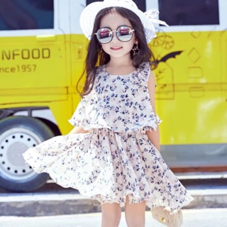 Váy voan lụa kèm mũ cho bé gái