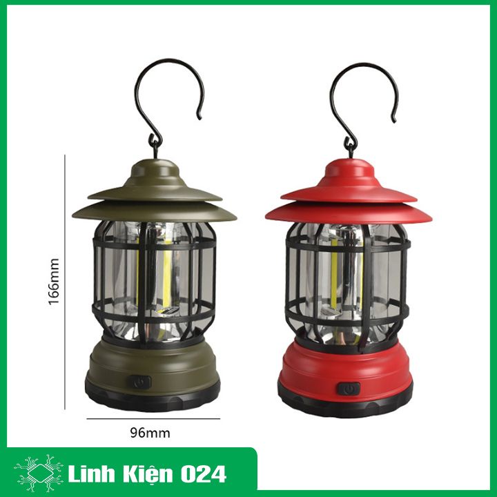 Đèn pin sách tay để bàn dùng cắm trại có móc treo đèn báo bão điều chỉnh độ sáng