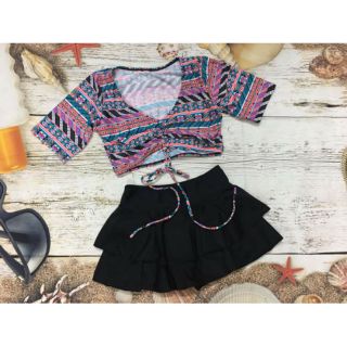 Đồ bơi váy 2 tầng áo rút dây