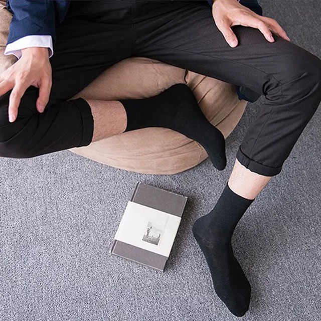 Tất vớ trơn cổ trung cotton - Sẵn hàng