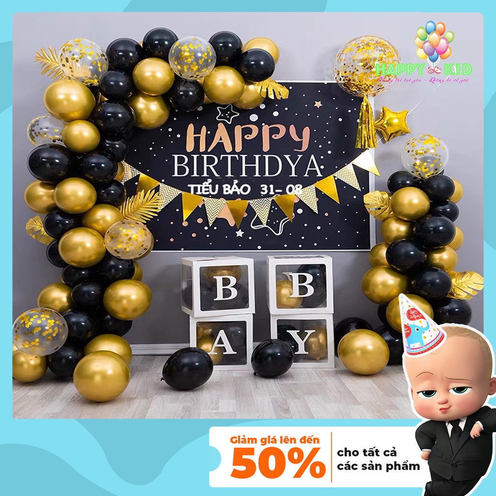 [Mã LIFEHL15K giảm 10% đơn 0Đ] Set trang trí sinh nhật bé trai bé gái hàn quốc tuổi trâu đơn giản HAPPYKID SETSN