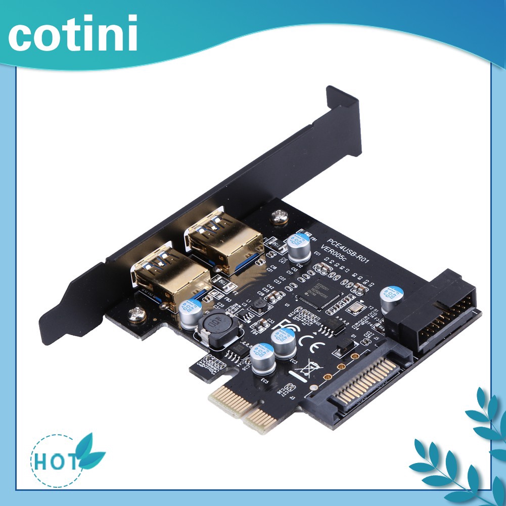 [COD]♦♦Thẻ PCI-E sang USB 3.0 2 Cổng mở rộng PCI Express Đầu nối nguồn 19 chân