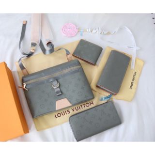 Bộ ví LV xanh titan ( hàng đẹp, da thật )