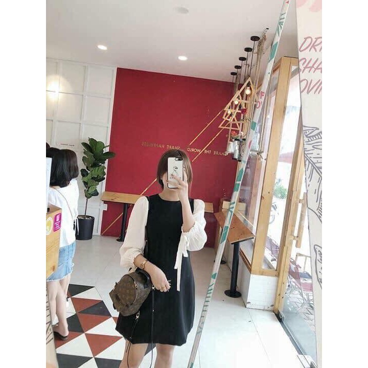 VÁY XUÔNG PHỐI TAY NƠ FULL SZ