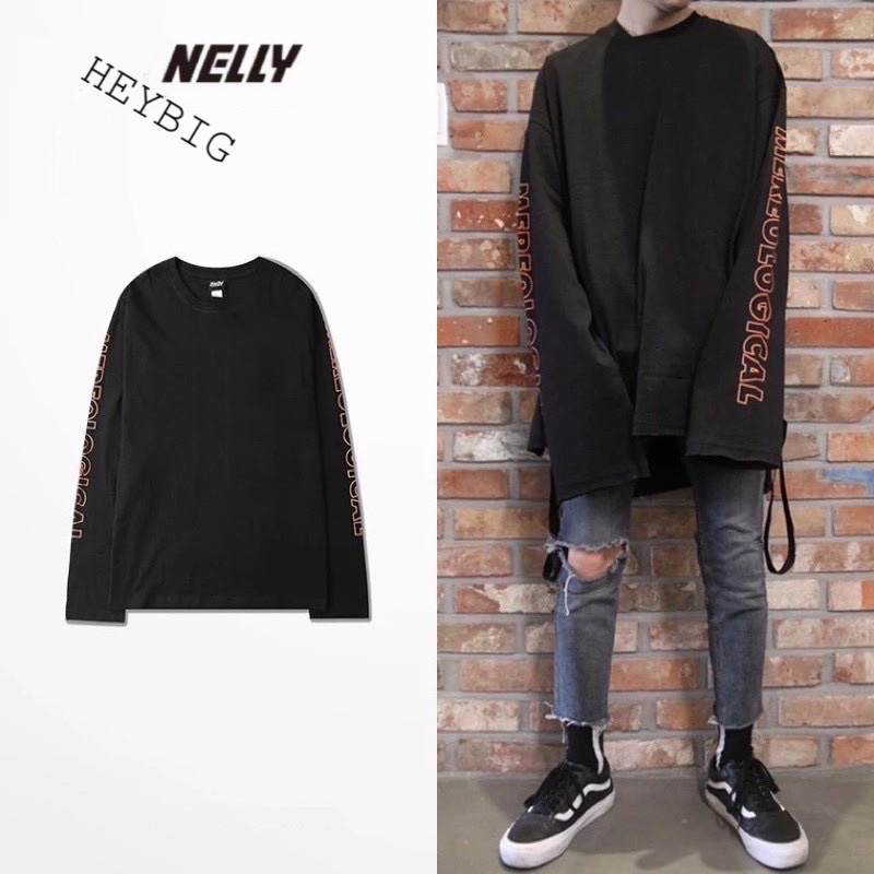Áo thun dài tay nelly dáng unisex form rộng 12 100