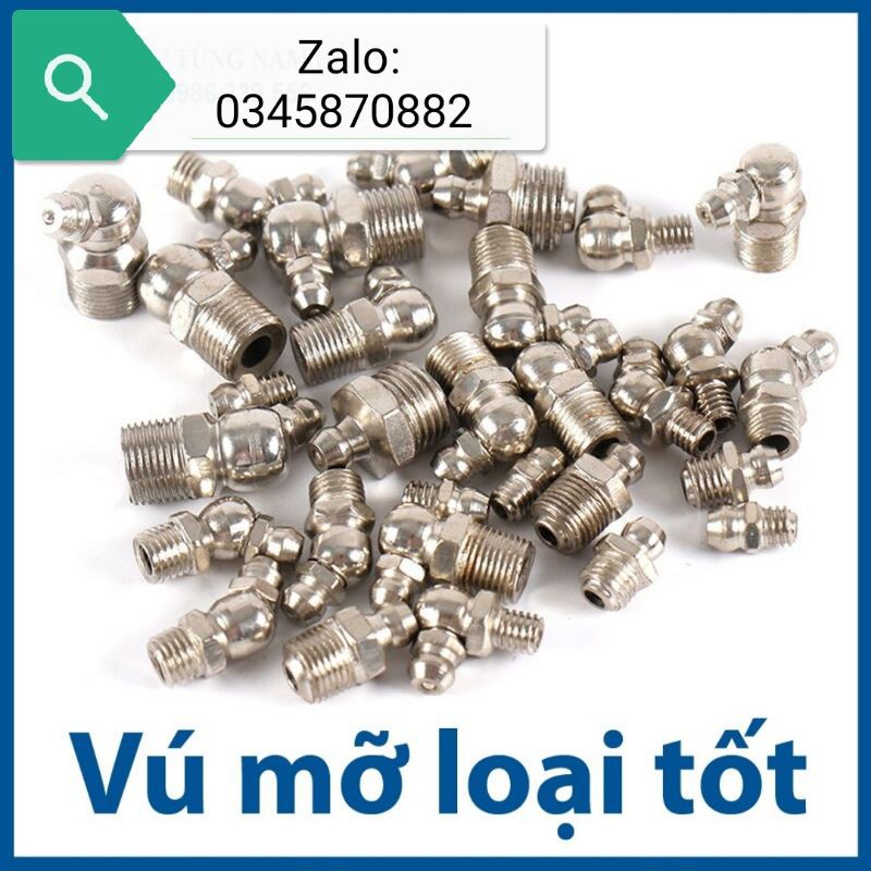 Combo 10 chiếc vú mỡ M12 thẳng /cong 45 độ / cong 90 độ loại tốt màu trắng