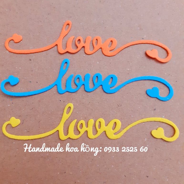 6 chữ LOVE bằng giấy xốp, 10.6x2.2cm- Hình trang trí thiệp, phong thư, bưu thiếp, bao thư, bao lì xì, giấy thủ công