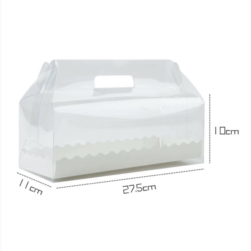 Hộp mica trong đựng bánh kem, bánh cuộn , gato (cao 10cm)