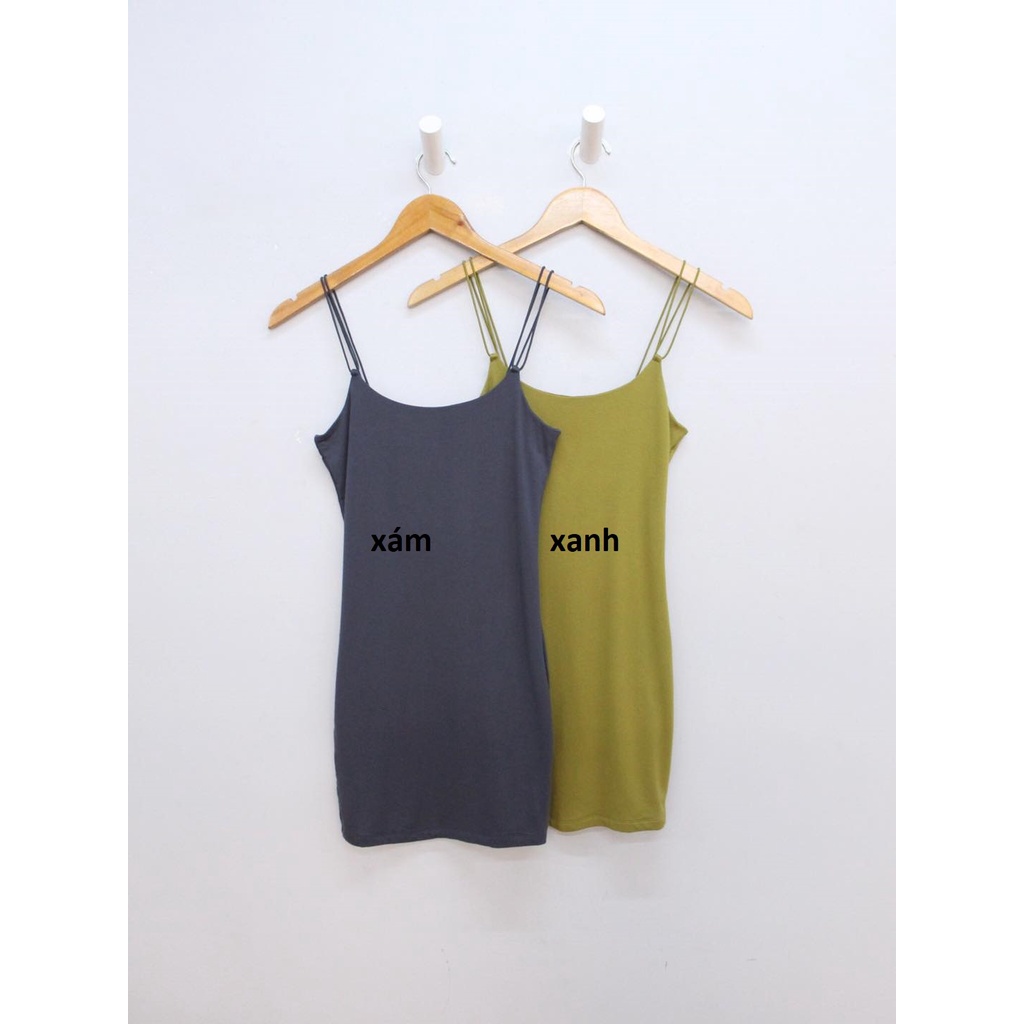 Q9555 - Đầm thun F21 4 dây, 2 lớp, trơn