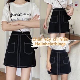 Chân váy chữ a ngắn chỉ viền trơn 861 (Có ảnh thật)