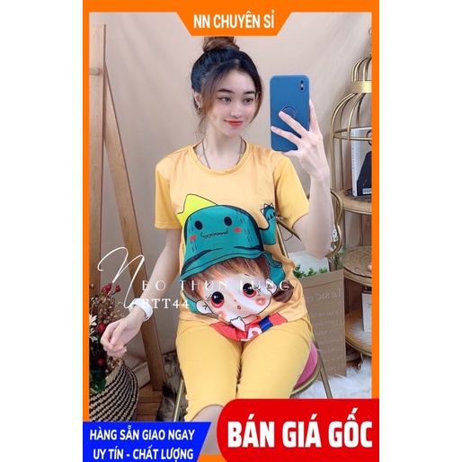 Đồ bộ thun lửng in hình cực xinh BTT44 ⚡Ảnh thật⚡ Đồ bộ mặc nhà