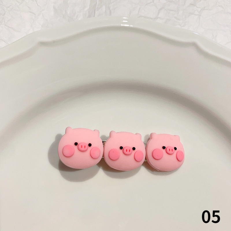 Kẹp tóc mềm mại thiết kế hình chú heo hồng hoạt hình đáng yêu dành cho nữ