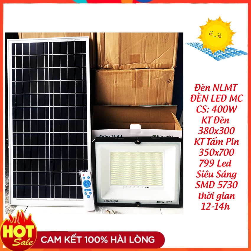 -Đèn năng lượng mặt trời 300 400 W 100% không dùng điện lưới vỏ nhôm chống nước thời gian sáng trên 12h