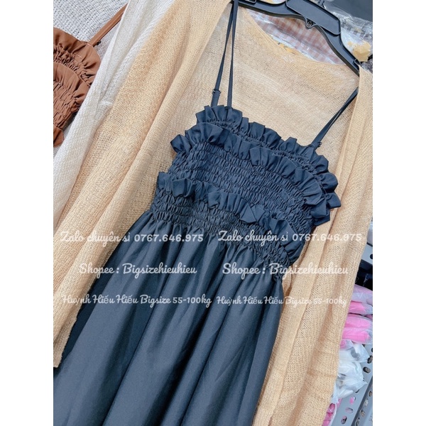 BIGSIZE ĐẦM 2 DÂY NHÚN NGỰC 55-100KG