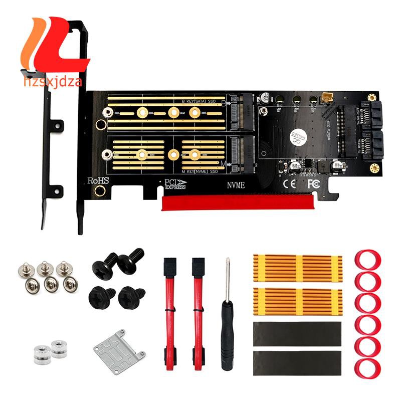 3 in 1 Msata and M.2 NVME SATA SSD to PCI-E 4X and SATA3 Adapter PCIE