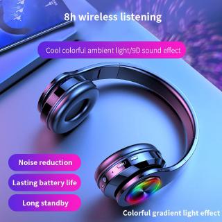 [✅COD]  LED Colorful Breathing Lights Portable Folding Wireless Bluetooth Headphones With MIC