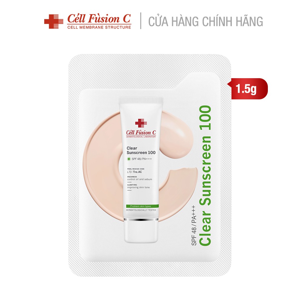 [SAMPLE] Kem Chống Nắng Dành Cho Da Dầu Cell Fusion C Clear Sunscreen 100 SPF48 1.5ml