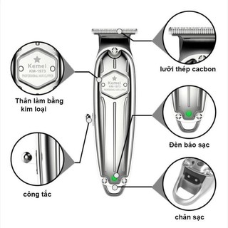 Tông đơ bấm viền cao cấp Kemei 1973 pin lithium 1400mAh, máy cực êm