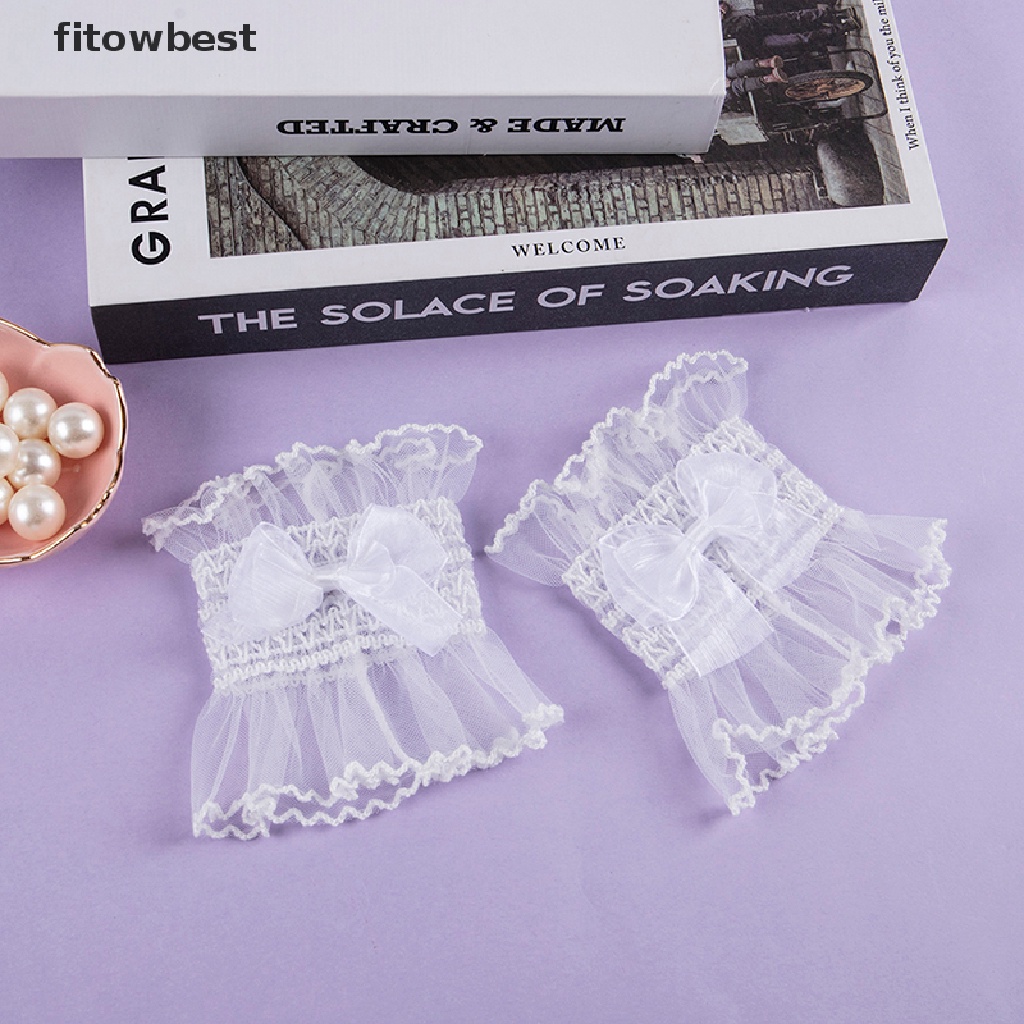 1 Cặp Găng Tay Ống Loe Mỏng Xếp Ly Giả Phối Bèo Cột Nơ Thời Trang Cho Nữ