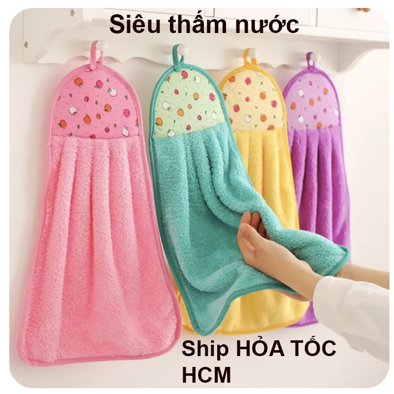 Khăn lau tay đa năng, có quai treo tiện dụng, dùng trong nhà bếp, nhà tắm [KHĂN TREO]