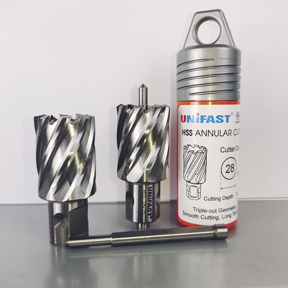 Mũi khoan từ phi 28 thép gió HSS 28x25 – Unifast chính hãng, lưỡi khoan sắc bén