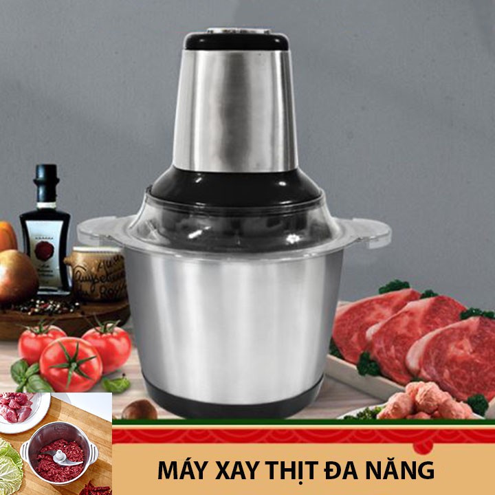 MÁY XAY THỊT VÀ GIA VỊ CỐI INOX CAO CẤP 2L