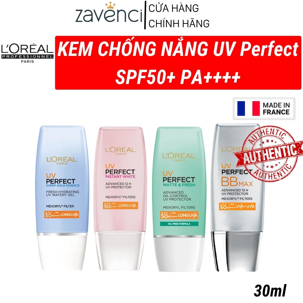 Kem chống nắng L'Oreal UV Perfect SPF 50+ PA++++ sun cream bào vệ da 30ml - ZAVENCI Official