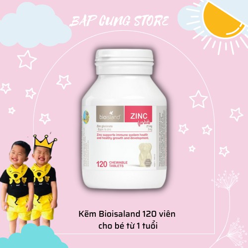 Viên Bổ sung Kẽm Úc cho bé, Kẽm Bio Island Zinc 120 Viên