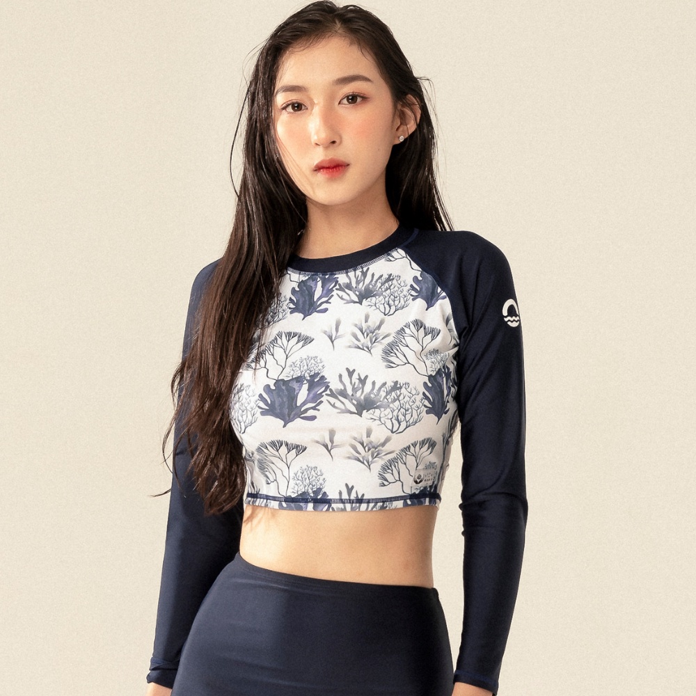 Áo Bơi Nữ Tay Dài Sobie - Croptop Basic Coral - Hàng mới về