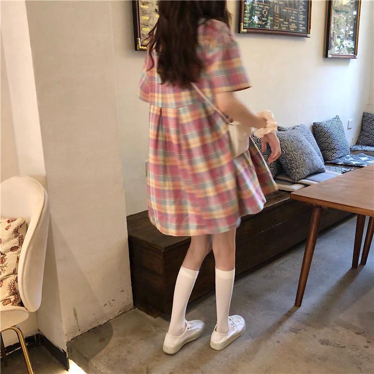 Đầm Dài Qua Gối Họa Tiết Sọc Caro Thời Trang Mùa Hè Mới