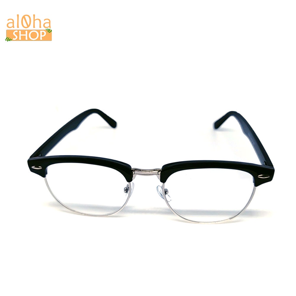 Mắt kính thời trang chống bụi gọng nhựa viền kim loại vuông K3016 unisex nam nữ - al0ha Shop