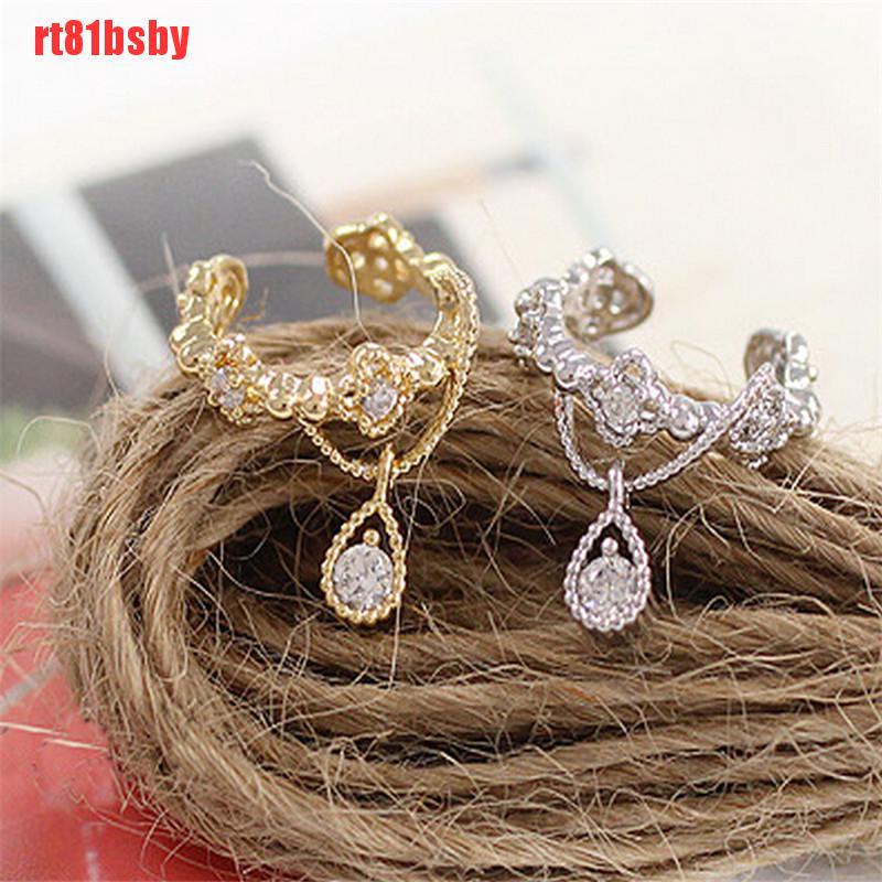 [rt81bsby]1 Pcs Fashion Punk Ear Cuff Wrap Rhinestone Cartilage Clip On Earring No Piercin