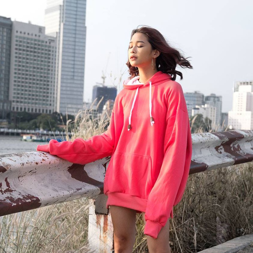 Áo Hoodie Basic In Pink