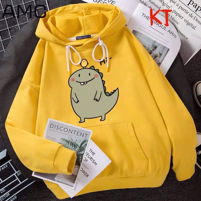 Áo hoodie nỉ mũ túi bụng khủng Long xanh đội gà